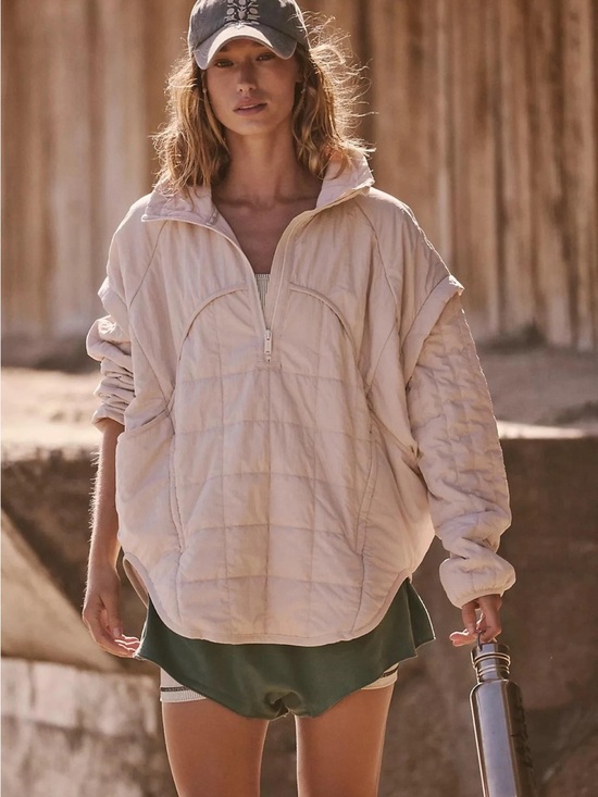 FP Movement by Free People Jackets & Blazers - FP Movement by Free People Oversized Quilted Puffer Pullover in Light Beige